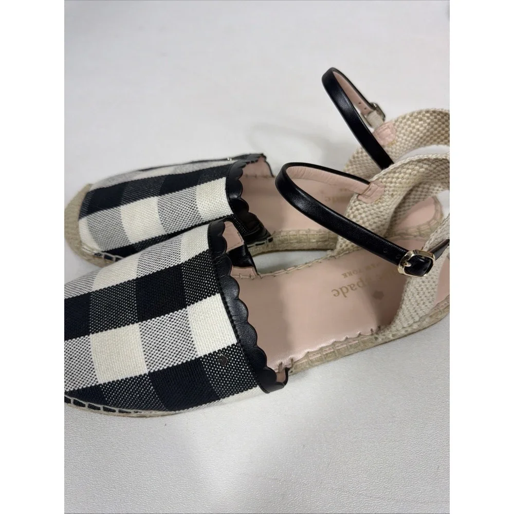 Kate‎ Spade Bonnie black&cream Gingham canvas espadrilles size 9